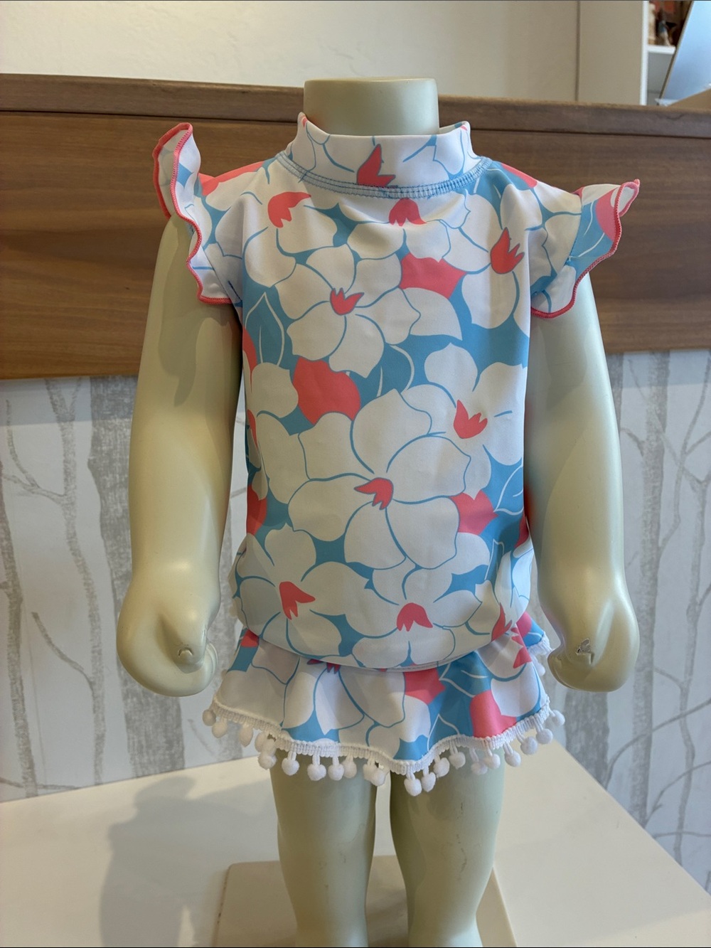 Crystal blue seashell short sleeve baby ruffle swim set - Picture 8 of 8